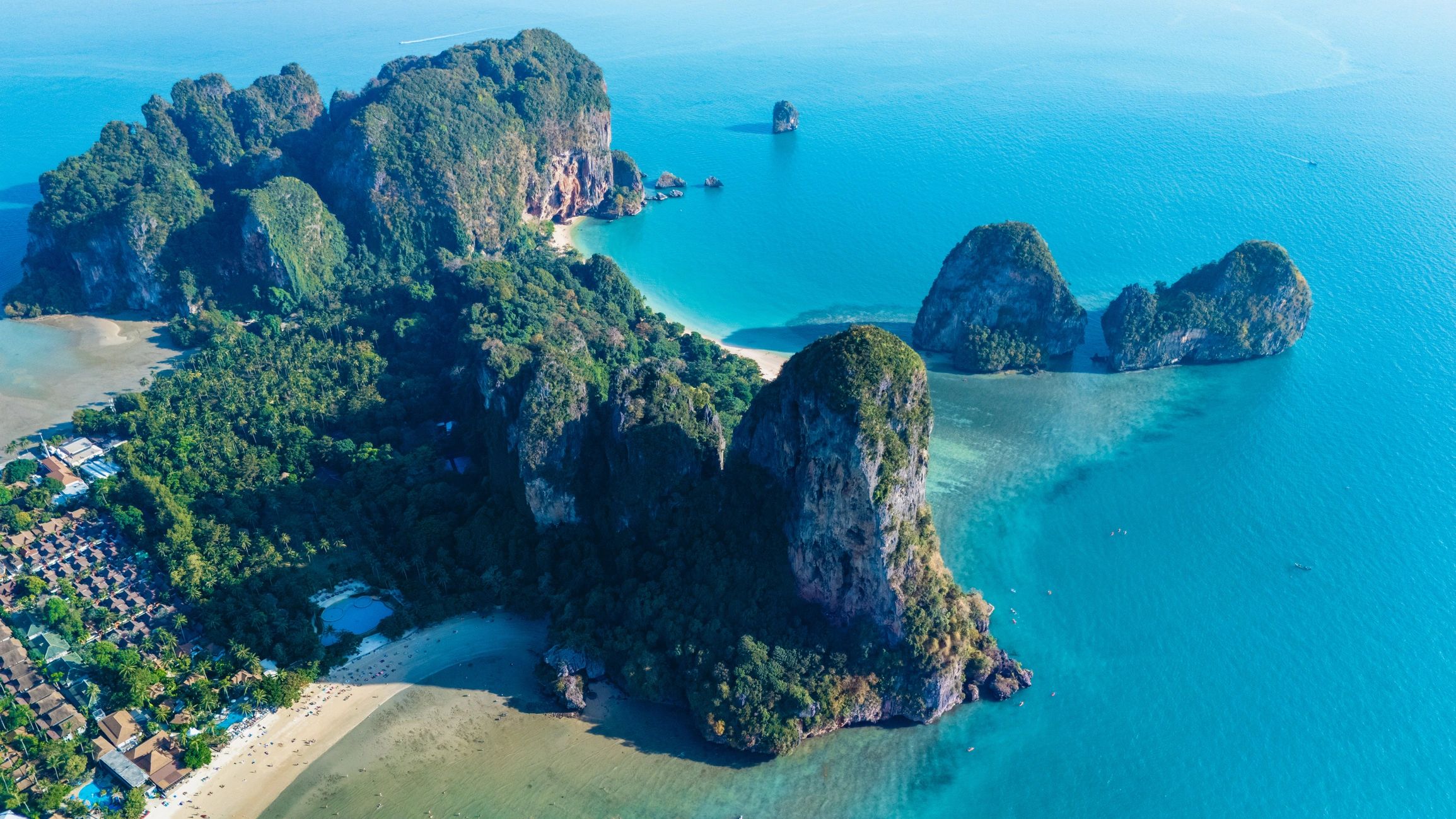 Railay Beach in Krabi Thailand showcases turquoise waters